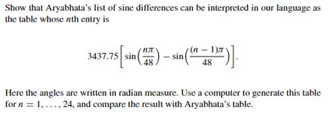 Solved Show that Aryabhata's list of sine differences can be | Chegg.com