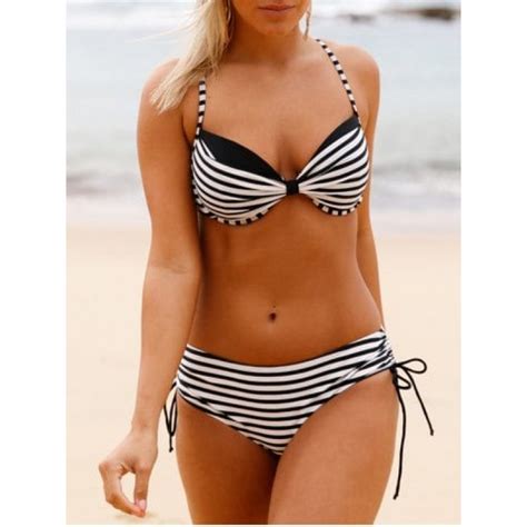 Striped Underwire Push Up Bikini Set Stripe Xlswimwear