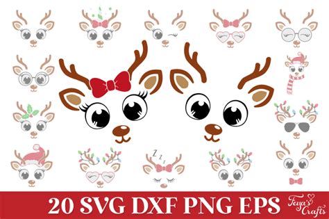 Reindeer Faces Svg Pack By Anastasia Feya Fonts Svg Cut Files