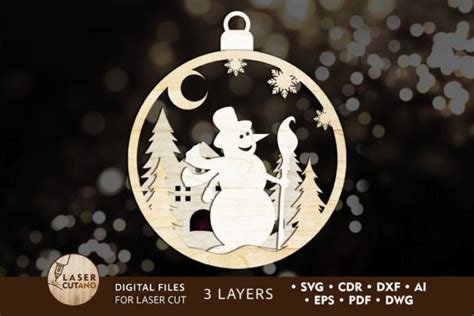 Snowman Christmas Tree Toy Decoration Graphic by LaserCutano · Creative ...