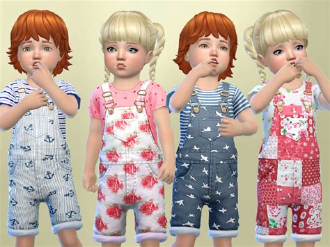 The Sims Resource Toddlers Patterned Overalls