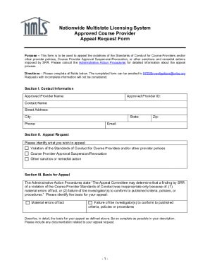 Fillable Online Mortgage Nationwidelicensingsystem Provider Appeal