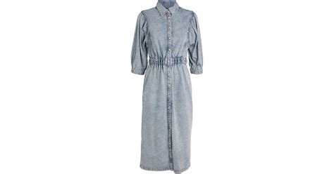 Allsaints Denim Osa Midi Dress In Blue Lyst