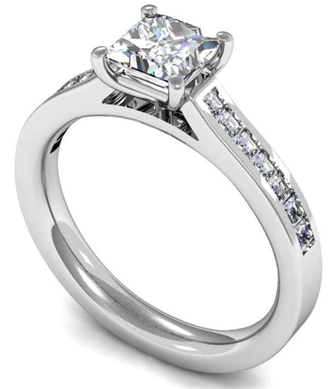 Princess Cut Diamond Solitaire with Diamond Sides - Valentina