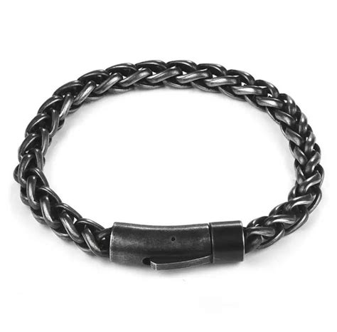 Stainless Steel Vintage Mens Bracelet Magnetic Clasp Antique Silver Etsy