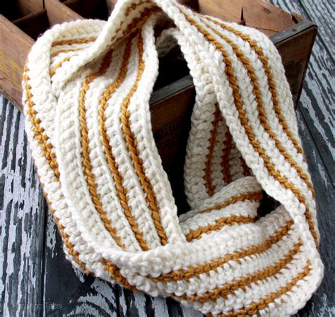 Cozy Striped Crochet Infinity Scarf