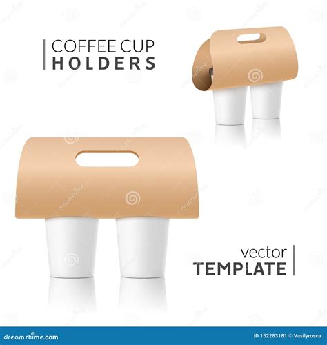 Coffee Cup Holder Paper Design Beverage Drink Handle Mockup Cardboard