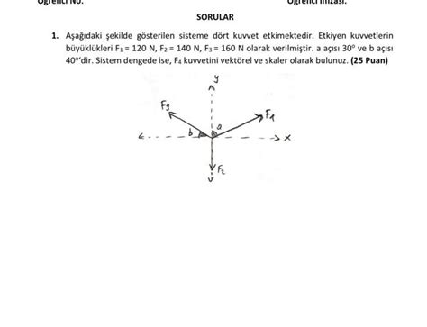 Solved 1 Aşağıdaki şekilde gösterilen sisteme dört kuvvet Chegg