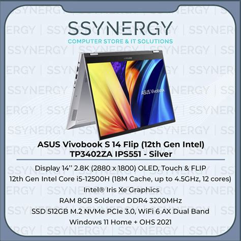 Jual ASUS Vivobook S 14 Flip OLED TP3402ZA I5 12500H 512GB 2 8K TOUCH