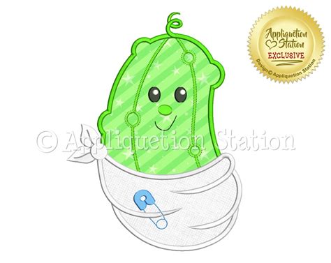 Pickle Baby Applique Machine Embroidery Design Cucumber Diaper Instant