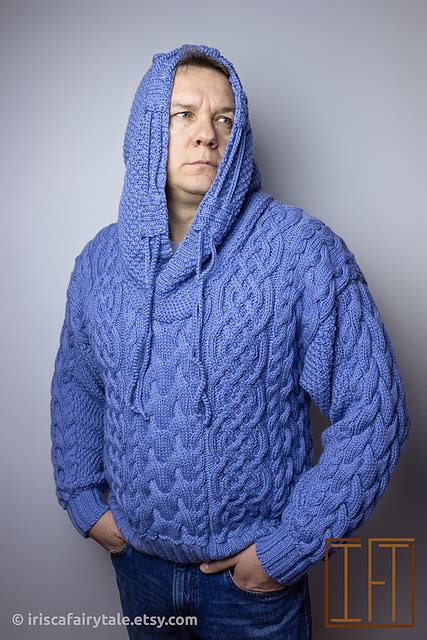 Ravelry Men S Sweater With Hood Pattern By Irina Khoroshaeva