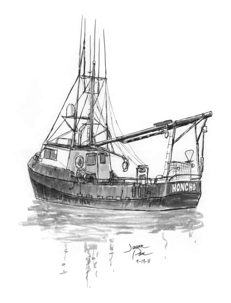 Fishing Boat Drawing at PaintingValley.com | Explore collection of ...