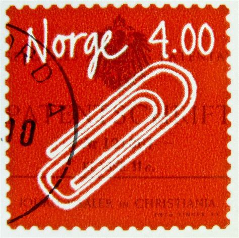 Beautiful Stamp Noreg Norge 4 00 Kr Paper Clip Francobolli Bollo