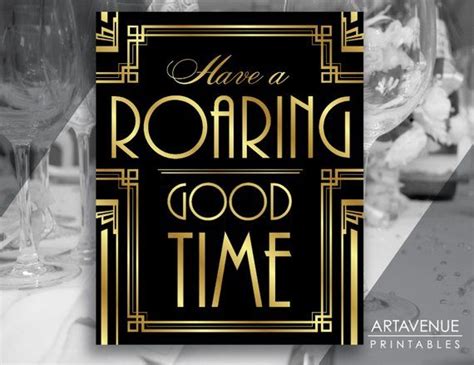 Great Gatsby Have A Roaring Good Time Quote Sign Printable Roaring