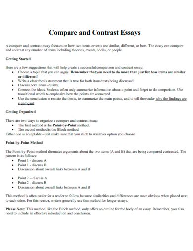 Compare And Contrast Essay 59 Example How To Write Format PDF