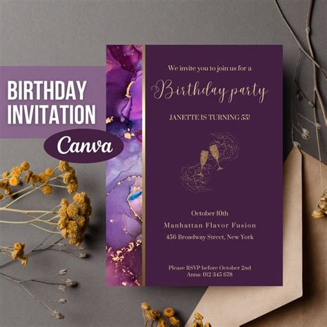 55th Birthday Invitation Etsy