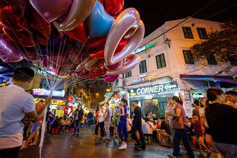 The Nightlife at the City Center of Hanoi in Vietnam Editorial Photo ...