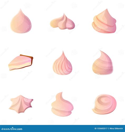 Foam Meringue Icon Set Cartoon Style Stock Vector Illustration Of