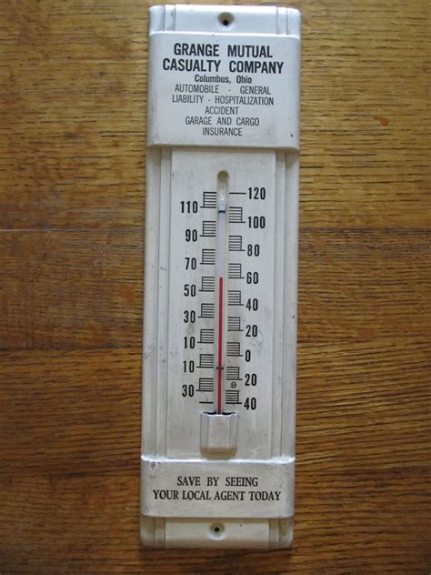 1960s Vintage Outdoor Thermometer Advertising Grange Mutual Casualty ...