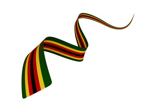 3d Flag Of Zimbabwe 3d Wavy Shiny Zimbabwe Ribbon 3d Illustration