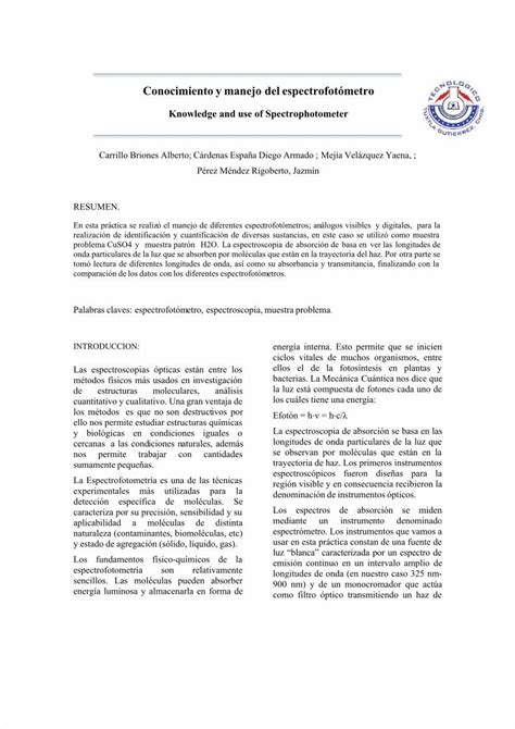 PDF Conocimiento y Manejo Del Espectrofotómetro DOKUMEN TIPS