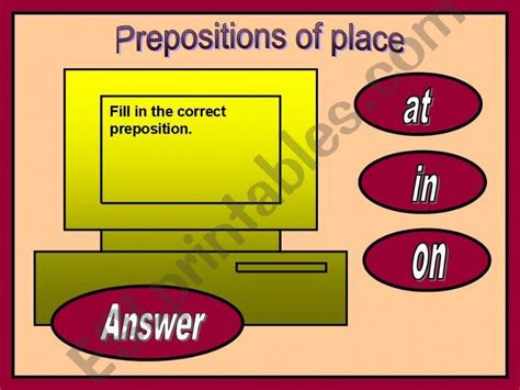 Esl English Powerpoints Prepositions Of Place