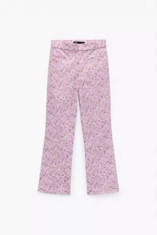 Zara Printed Flared Flared Trousers