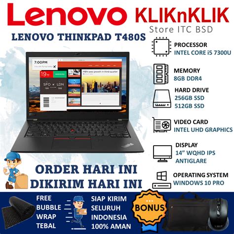 Jual Laptop Second Lenovo Thinkpad T480s Intel Core I5 Ram 8gb 512gb Ssd Wqhd Windows 10