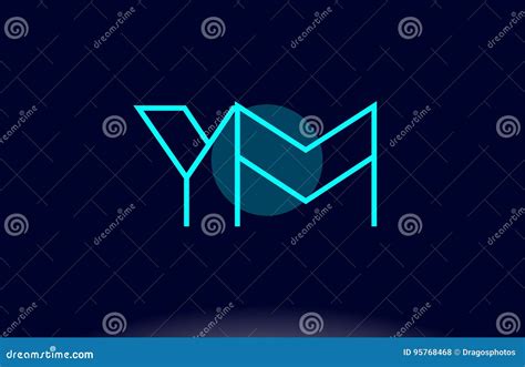 Ym Y M Blue Line Circle Alphabet Letter Logo Icon Template Vector Design Stock Vector