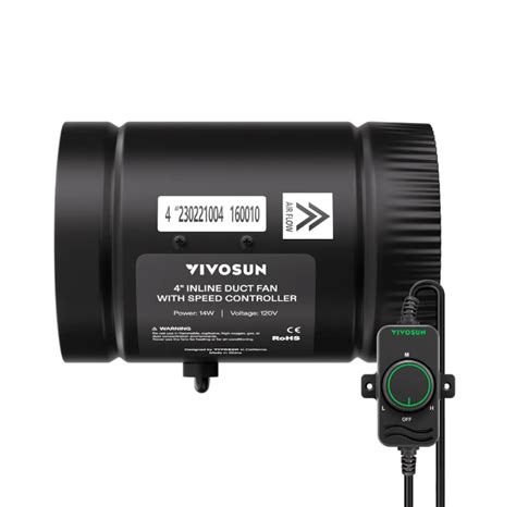 Exaustor Inline Booster Controle De Velocidade Vivosun 110v