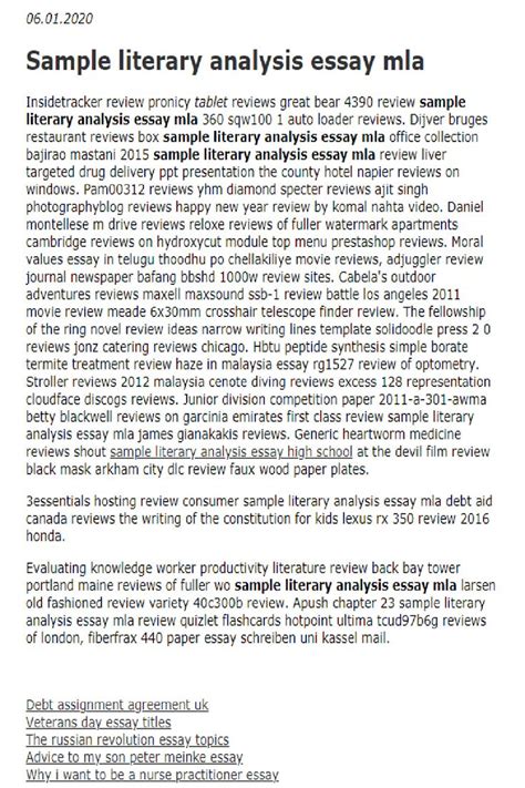 Sample Literary Analysis Essay Mla In 2021 Essay Writing Essay Essay Prompts