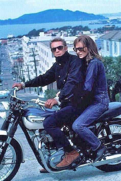 Steve Mcqueen And Jacqueline Bisset On A Triumph Bonneville During The