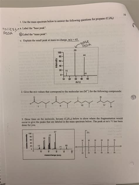 Solved 10 1 Use The Mass Spectrum Below To Answer The