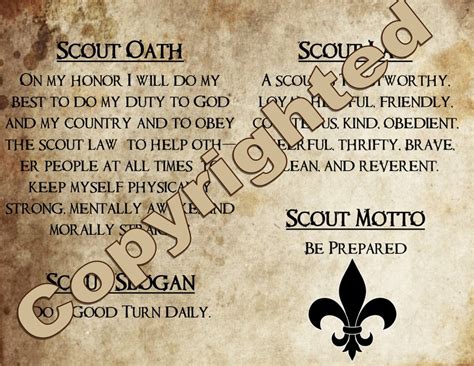 Scout Oath Slogan Law and Motto Wall Art Poster Size or | Etsy