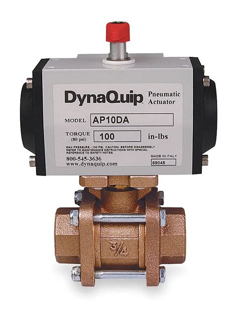 DYNAQUIP CONTROLS 3 4 In Spring Return Pneumatic Actuated Ball Valve 3