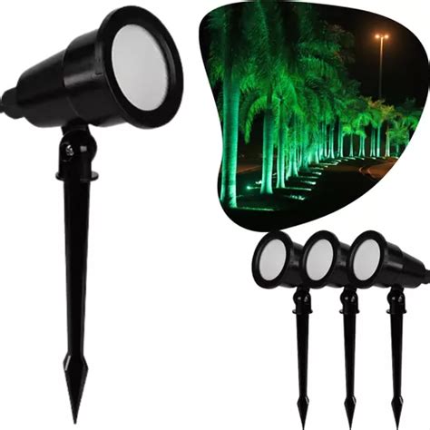 Kit 3 Luminária Espeto Jardim Lâmpada Cob Led 7w Luz Verde MercadoLivre