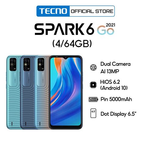 Điện thoại Tecno Spark 6 Go (2GB+32GB/4GB+64GB) Pin 5000mAh - Điện ...