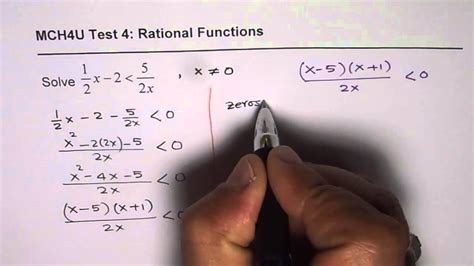 Rational Inequality With Quadratic Function Youtube