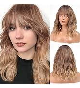 Amazon Haircube Ombre Blonde Wigs With Bangs Synthetic Women S Wig Long Wavy Layered Heat