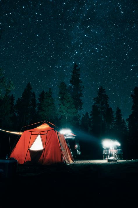 A Tent Near Green Trees Under Starry Night Sky · Free Stock Photo