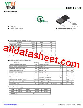 J Y Marking S Datasheet Pdf Dongguan You Feng Wei Electronics