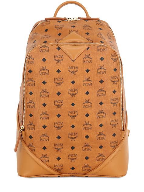 Mcm Medium Duke Coated Canvas Backpack In Brown Lyst