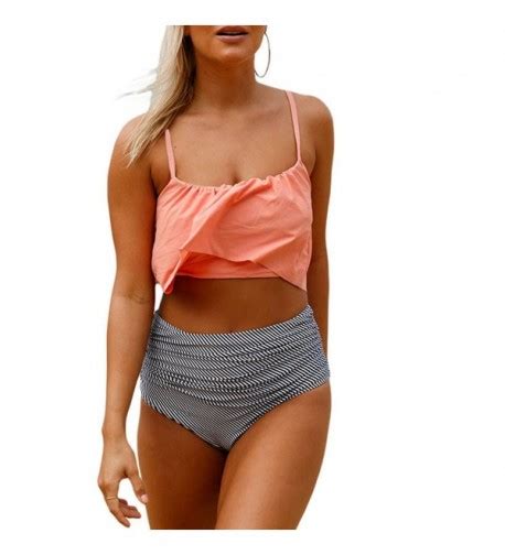 Women Bikini Set Retro Boho Flounce Falbala High Waist Swimsuits