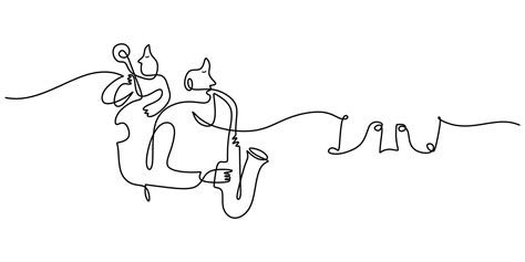 One single continuous line of jazz musician and music notes 5353064 ...