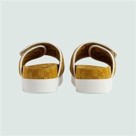 Adidas X Gucci Men S Slide Sandal In Brown Fabric Gucci Si