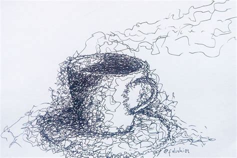 Scribbling Art Enjoying A Cup Of Coffee In The Morning Bilingual Eng Id