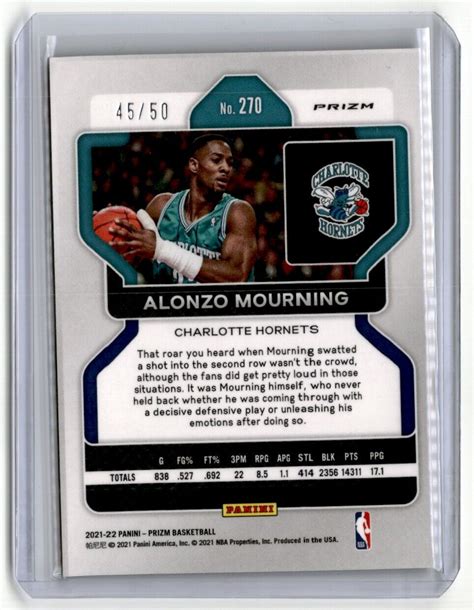 2021 22 Panini Prizm Fast Break Pink Alonzo Mourning 45 50 Charlotte