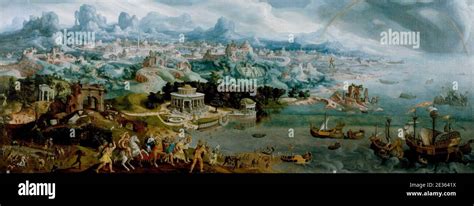 Maerten Van Heemskerck Panorama Avec L Enl Vement De Helen Au Milieu