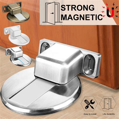 Stainless Steel Strong Magnetic Door Stop Floor Mount Self Adhesive