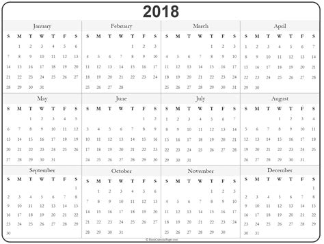 Printable Full Year Calendar - Calendar Templates